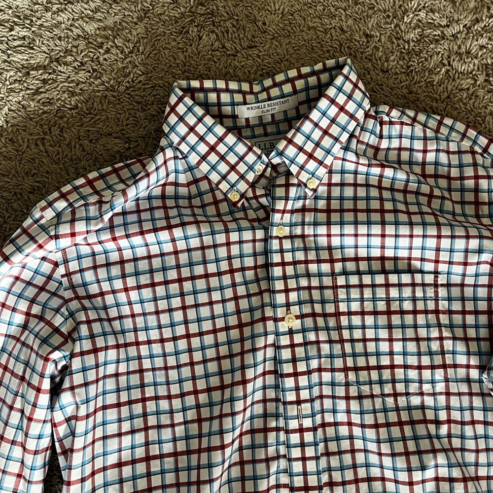 L.L. Bean Men's Checkered Shirt - Red, Blue, White